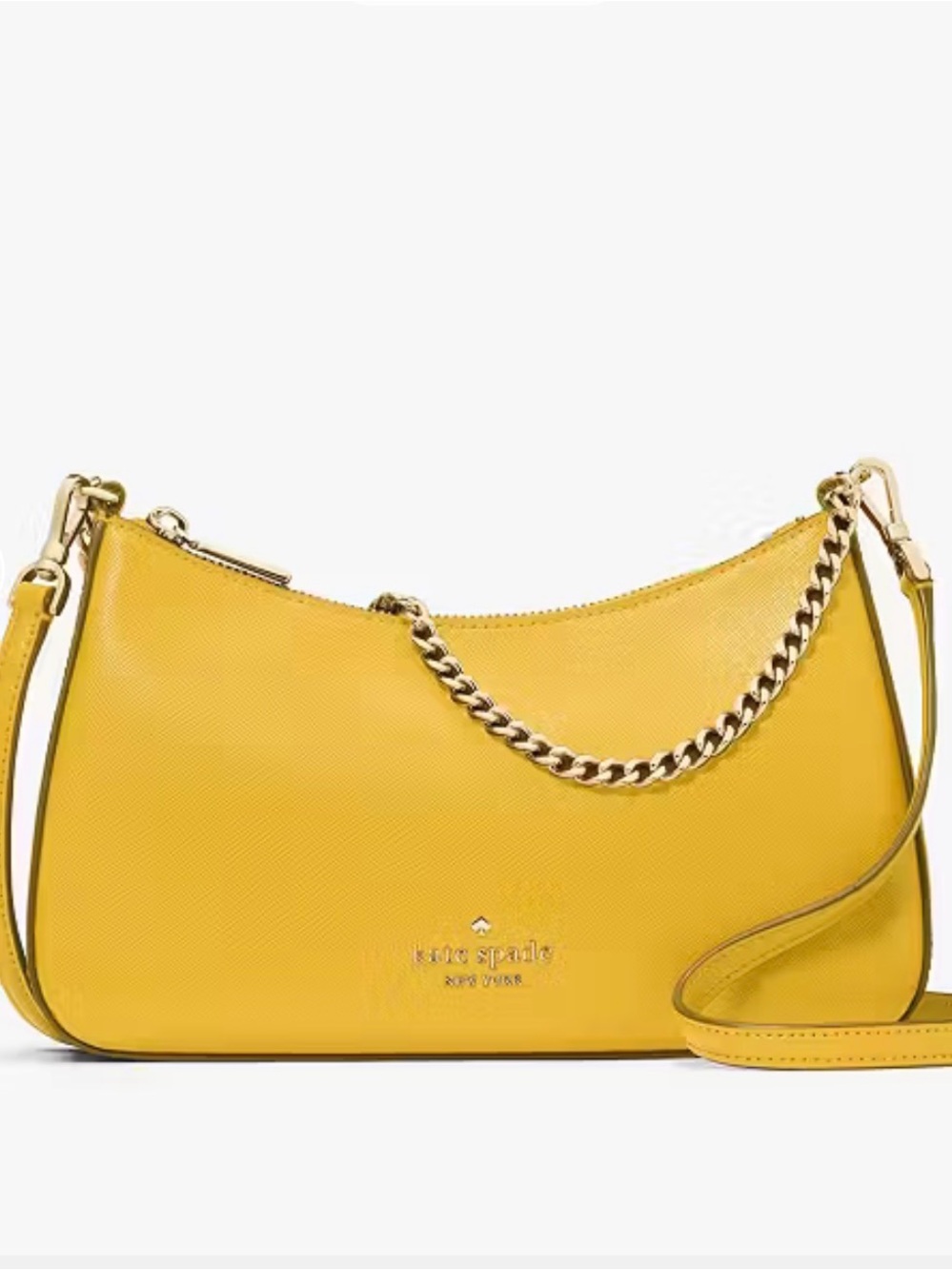 Kate Spade Margot Yellow Leather Shoulder Bag with Chain Strap